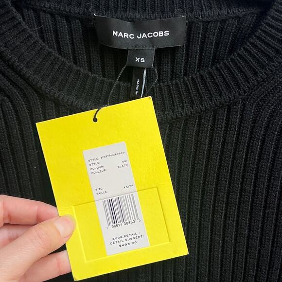 NWT Marc Jacobs Black Wool Femme Crewneck Ribbed Sweater Size XS - Picture 6 of 8